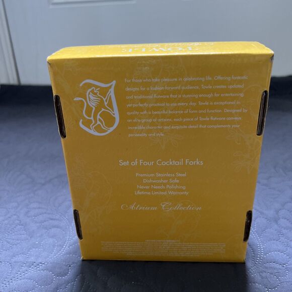 Towle Atrium Stainless Steel Cocktail Fork (Set of Four) NIB Home Dessert Silver - Picture 4 of 9